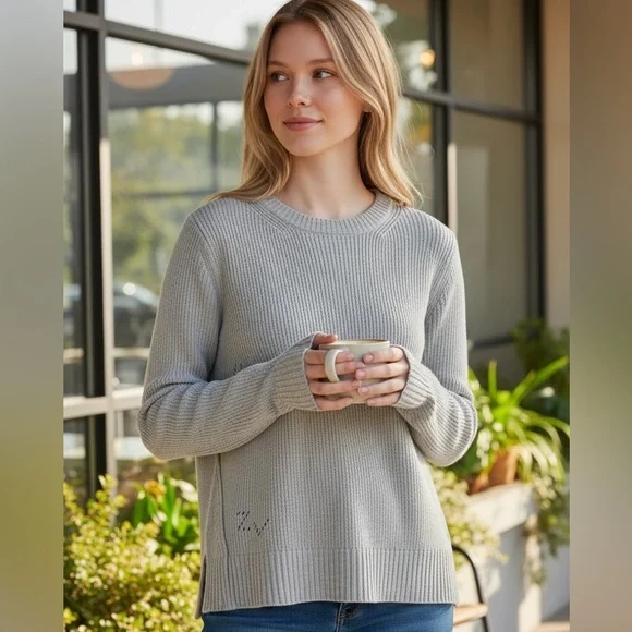 ZADIG & VOLTAIRE CASHMERE LIGHT BLUE LONG SLEEVE ROUND CREW NECK SWEATER XS - Picture 8 of 11